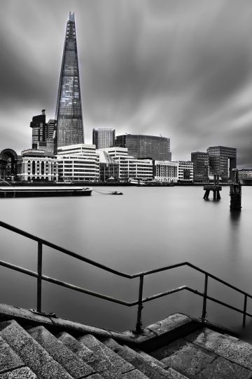 Shard-Victoria embankment-steps-rails-London-long-exposure-monochrome-fine-art-F7048-26022026